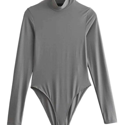 Women's Casual Turtleneck Long Sleeve Jumpsuit Bodysuit Tights