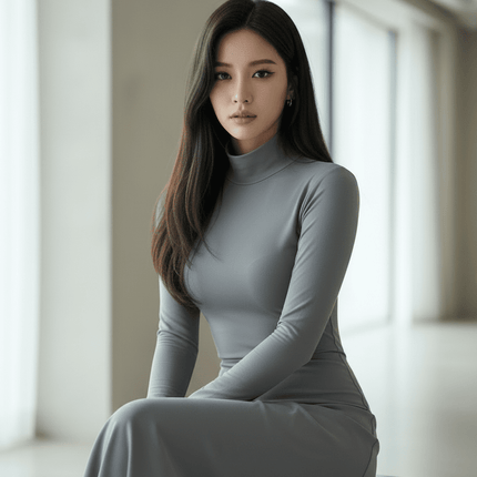 Women's Casual Turtleneck Long Sleeve Jumpsuit Bodysuit Tights