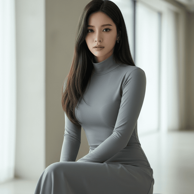 Women's Casual Turtleneck Long Sleeve Jumpsuit Bodysuit Tights