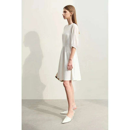Chic Summer A-Line Dress with Stylish Spliced Shoulder Sleeves
