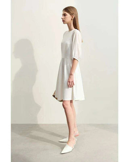 Chic Summer A-Line Dress with Stylish Spliced Shoulder Sleeves