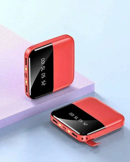 Ultra-Portable 50000mAh Power Bank with LED Mirror Display and Dual USB Ports - Perfect for On-the-Go Charging