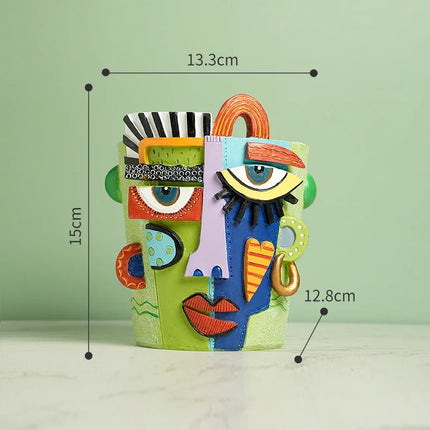 2025 New Creative Human Face Head Mask Sculpture Vase Art Resin Half-L