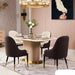 Genuine Leather Chairs & Elegant Marble Table with Stainless Steel Accents