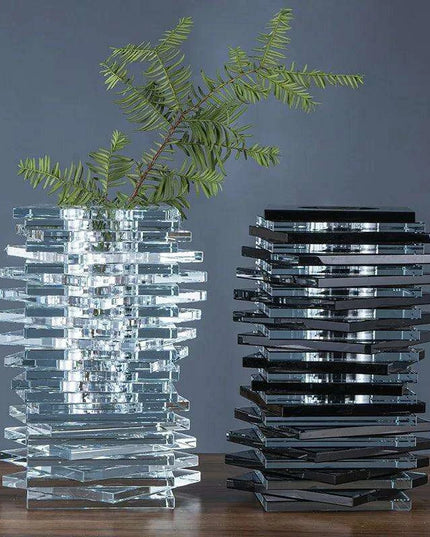 Sophisticated Geometric Crystal Glass Vase Set for Stylish Floral Arrangements