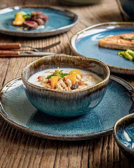 Handcrafted Blue Kiln Charger Plates - Elegant Table Decor for Sophisticated Dining Experiences