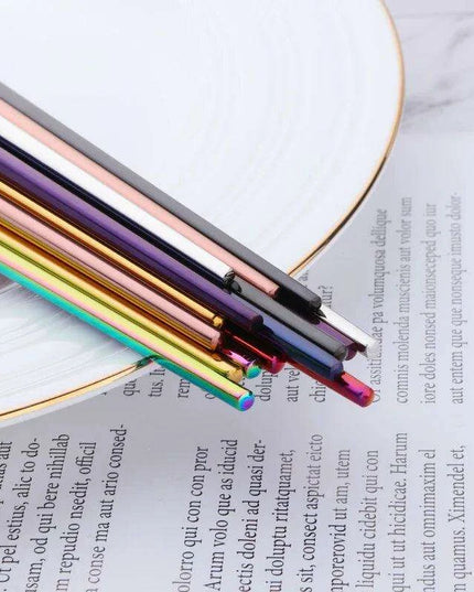 Sleek and Sturdy Stainless Steel Chopsticks - Ergonomic Non-Slip Grip for Sushi and Asian Cuisine