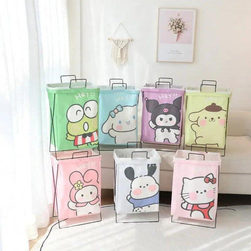 Hello Kitty Stylish Foldable Laundry Hamper: Sturdy Iron Frame & Waterproof Design - Spacious Organizer