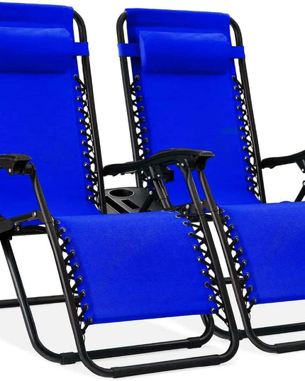 Luxury Zero Gravity Lounge Chairs Set with Accessories in Elegant Black