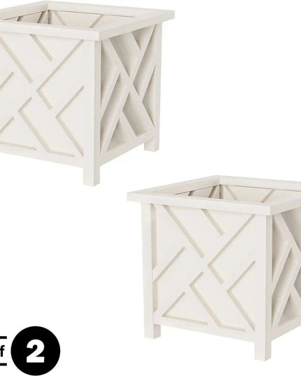 Chic White Lattice Planter Set for an Exquisite Outdoor Transformation