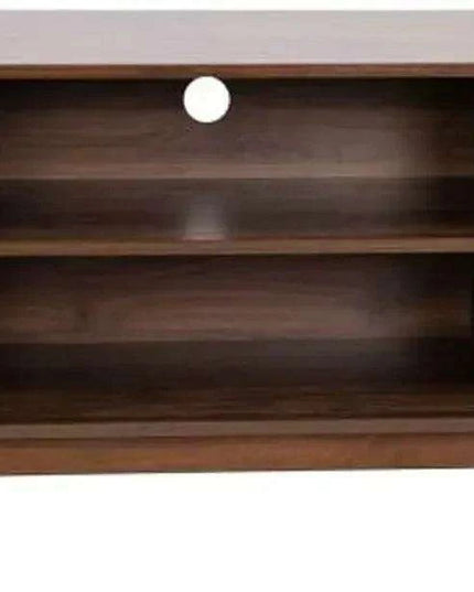 60" Walnut-Finished Mid-Century Modern TV Stand with Soft-Close Doors and Adjustable Shelf