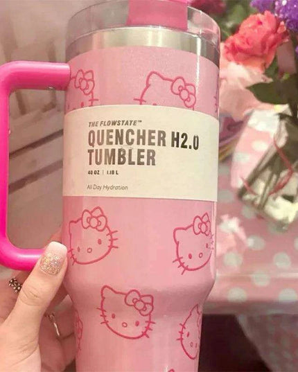 Hello Kitty 40Oz Insulated Stainless Steel Mug with Handle and Straw