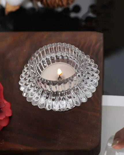 Elegant Double-Faced Glass Candle Holder for Home and Event Decor