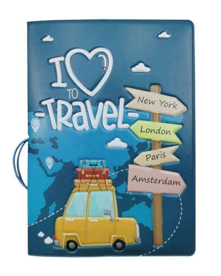 Chic 3D Printed Passport Holder with Card Slots and Faux Leather Texture