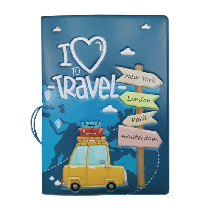 Travel-Ready Passport Holder with 3D Leather Print and Card Slots