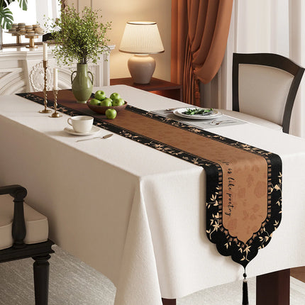 Vintage Floral Jacquard Table Runner with Tassels