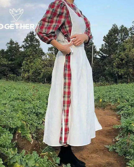 Chic Vintage French Cotton Linen Kitchen Apron