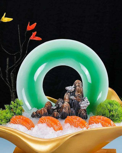 Japanese Elegance Circular Serving Tray - Sophisticated Sushi Display for Luxurious Dining