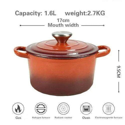 Premium Enamel-Coated Cast Iron Soup and Stew Cookware Set - Induction Compatible