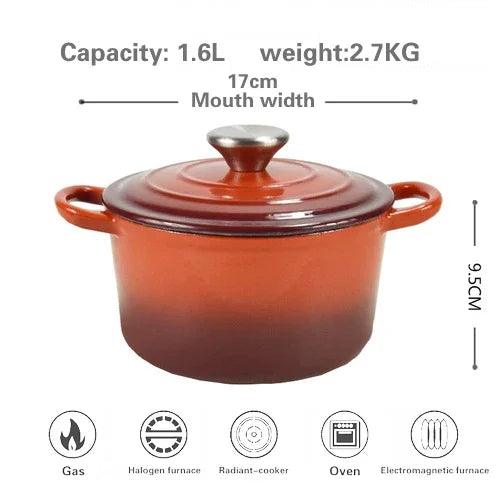 Premium Enamel-Coated Cast Iron Soup and Stew Cookware Set - Induction Compatible