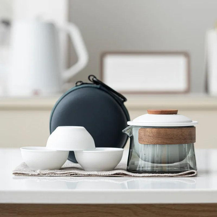 Zen Tea Ritual Travel Kit - Elegant Teapot, Cups, and Bowl Set for Tea Lovers on the Go