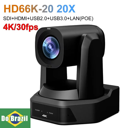 4K PTZ Camera with AI Auto Tracking — 12X/20X Optical Zoom, NDI, PoE, HDMI/SDI/USB/IP Live Streaming