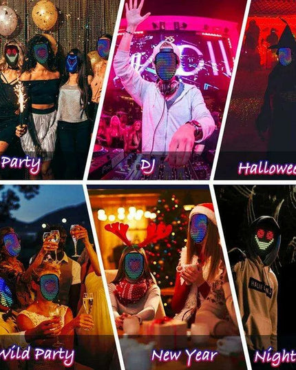 Dynamic LED Glow Mask with 50 Dazzling Patterns for Festive Fun