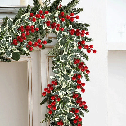 Christmas Red Berry Branch Articifial Holly Berry Green Leave DIY Wreath Xmas Tree Ornament Christmas New Year Party Decoration christmas-red-berry-branch-articifial-holly-berry-green-leave-diy-wreath-xmas-tree-ornament-christmas-new-year-party-decoration