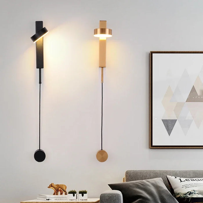 Modern LED Wall Sconce with Knob Switch - Elegant Bedroom & Indoor Illumination
