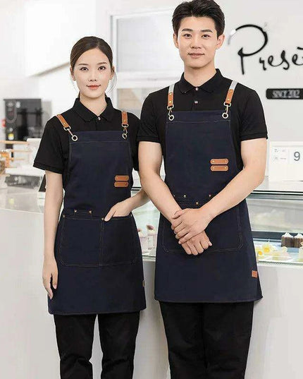 Chic Waterproof Apron for Culinary and Gardening Mastery - Adjustable Cotton-Linen Blend