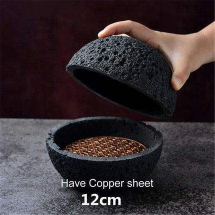 Exquisite Smoked Black Volcanic Stone Bowl Set for Gourmet Enthusiasts