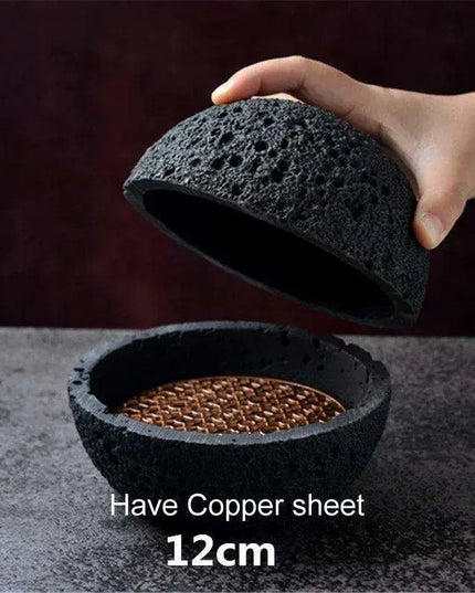 Exquisite Smoked Black Volcanic Stone Bowl Set for Gourmet Enthusiasts