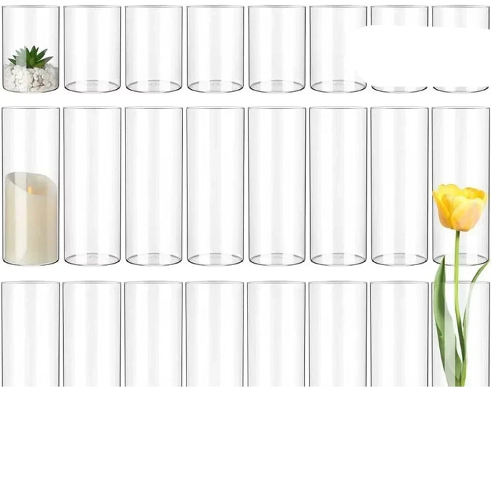 Elegant Glass Cylinder Vase Set: 24-Piece Bundle for Stylish Centerpieces in 3 Sizes
