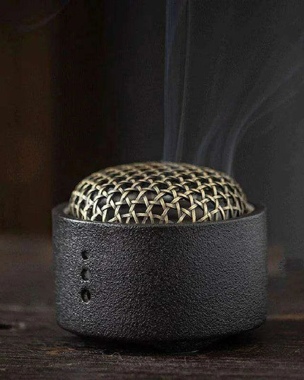 Elegant Zen Ceramic Incense Burner with Mesh Cover - Stylish Home Decor Ashtray and Relaxation Plate