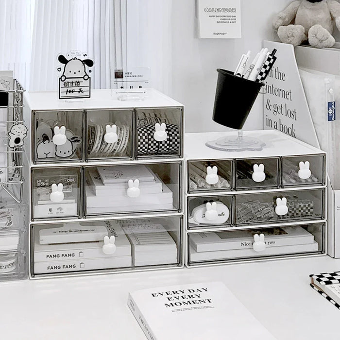 Kawaii Chic Desktop Organizer: Personalized Storage Solution with Interchangeable Drawers