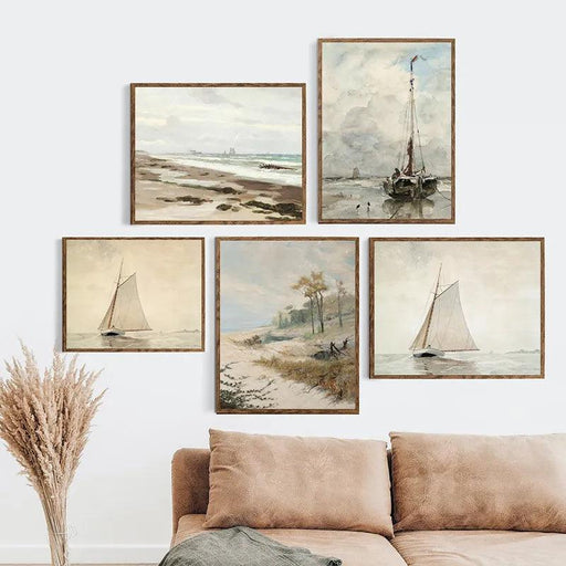 Serene Coastal Watercolor Canvas Print for Classic Home Interiors