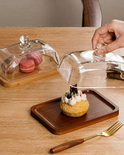 Elegant Wooden and Glass Tiered Dessert Stand – Perfect for Showcasing Cakes, Macarons, and Fresh Fruits at Special Events