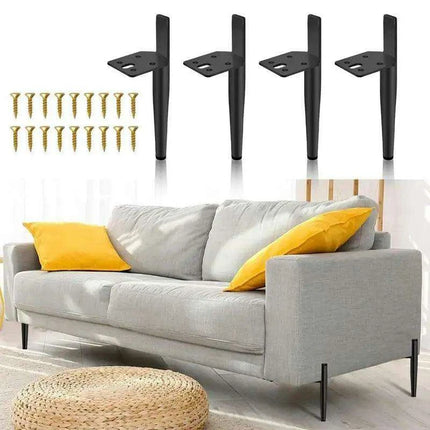 Modern Gold and Black Steel Adjustable Furniture Legs - Set of 4 with Rubber Feet