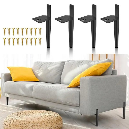 Elegant Gold and Black Steel Furniture Legs - Set of 4 - for Tables, Beds, Chairs, Sofas