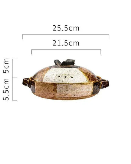 Elegant Tri-Section Japanese Clay Casserole: Perfect for High-Heat Culinary Creations