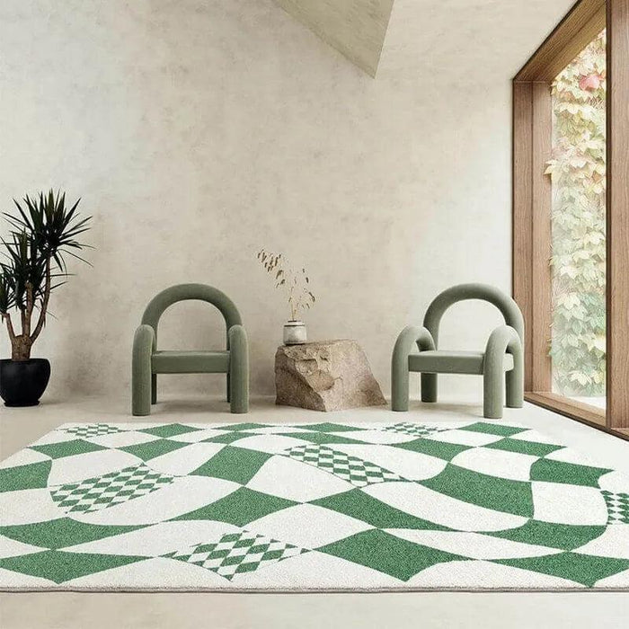 Luxuriate Your Living Space with the Exquisite Green Checkerboard Carpet