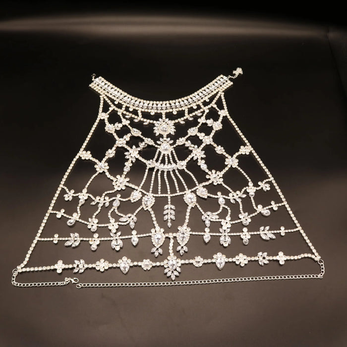 Crystal Embellished Tassel Chest Chain for Glamorous Fashion Enhancement