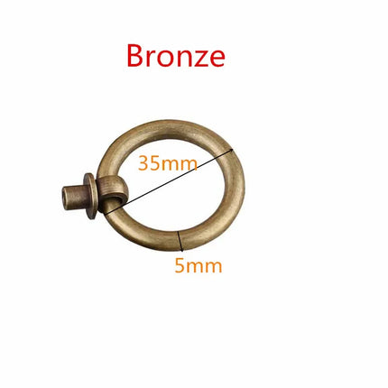 Modern Solid Brass Round Ring Cabinet Handle — Single Hole Drawer Pull, Copper or Bronze, 20mm to 60mm