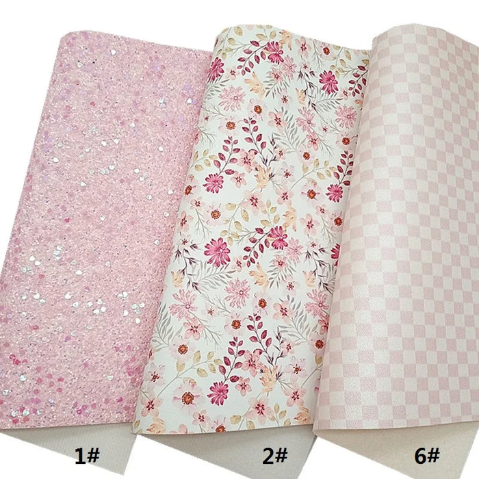 Mermaid Glitter Vinyl Craft Sheets with Heart, Floral, and Plaid Print - DIY Mini Rolls