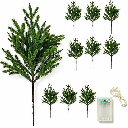 Artificial Pine Branches with Battery-Powered Warm LED Lights, 41 cm