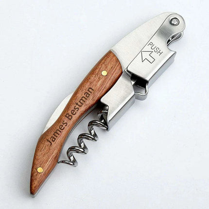 Custom Engraved Stainless Steel Wine Opener Set - Ideal Gift for Wine Lovers and Groomsmen
