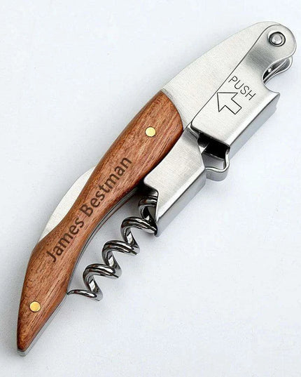 Custom Engraved Stainless Steel Wine Opener Set - Ideal Gift for Wine Lovers and Groomsmen