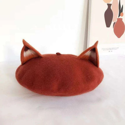 Charming Handcrafted Pumpkin Wool Beret with Leaf Embellishments for Fall and Winter Fashion