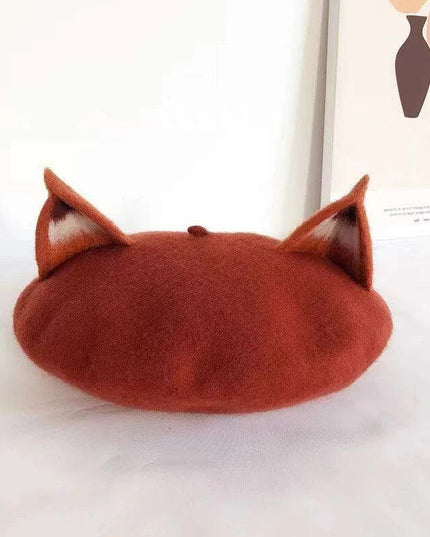Charming Handcrafted Pumpkin Wool Beret with Leaf Embellishments for Fall and Winter Fashion