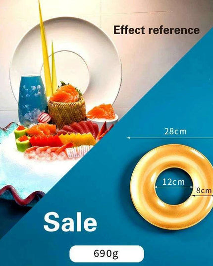 Japanese Elegance Circular Serving Tray - Sophisticated Sushi Display for Luxurious Dining